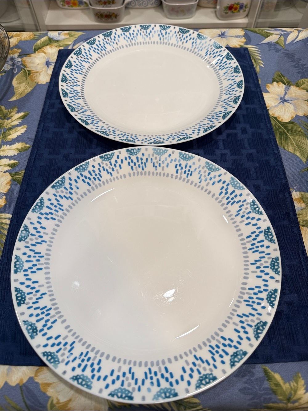 Corelle White Dinner Plates Azure Medallion - 2 Pack